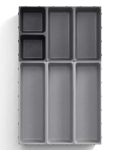 7 - Piece Cutlery Drawer Spoon,Knife Organiser Set Adjustable for Kitchen | Plastic | Grey