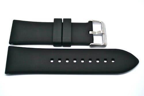 Black 24MM Rubber Silicone Composite Smooth Sport Watch Band Strap
