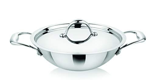 Prabha Stainless Steel Kadhai With Lid- Silver