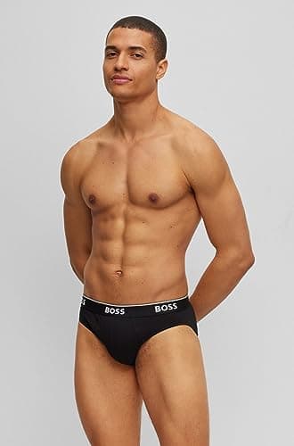 BOSS Men's 3-Pack Bold Logo Hipster Briefs