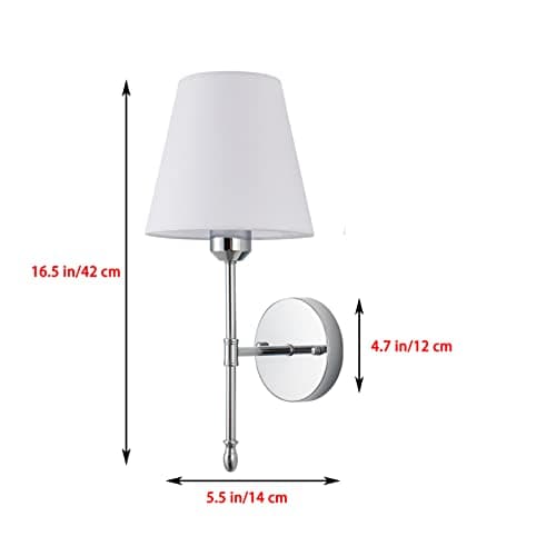 Fabric Wall Sconce Battery Operated Wall Lamp 2 Pack,set Of 2 Battery Powered Run Wall Light Fixtures No Wiring Required,for Indoor,Farmhouse, Bedside Lamp, Living Room,Reading Lamp ( Color : Chrome )