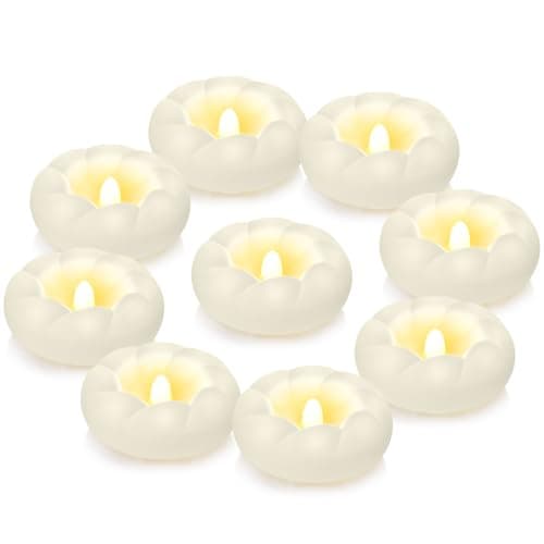 3”Plastic Flameless Led Floating Candles, 12pack Tealights Battery Operated Flickering 100+ Hour Waterproof for Cylinder Vases, Centerpieces at Wedding, Party, Pool, Holiday (White)