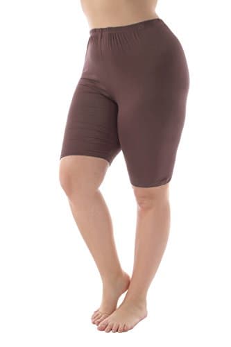 Women's Modal Plus Size Mid Thigh Shorts Brown XL