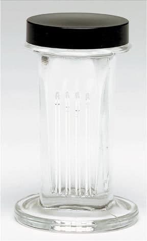 Glass Coplin Staining Jar w Black Plastic Screw Lid Holds up to 10 Slides