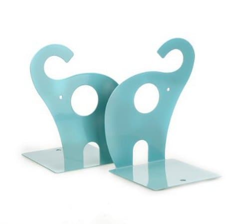 1pair Cute Unique Design Elephant Nonskid Art Bookend Decorative Bookends Book Stand - Blue