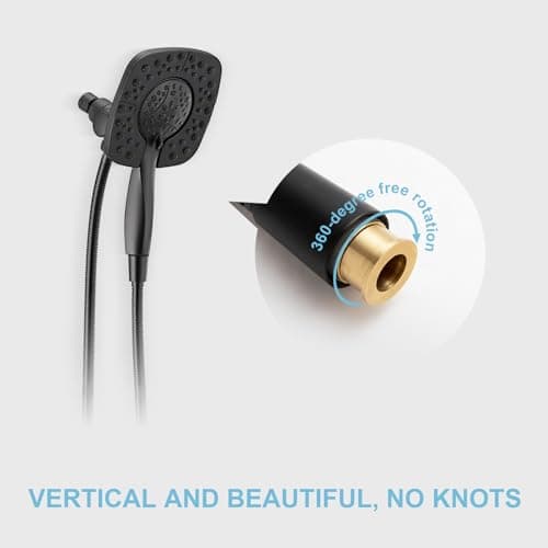 OFFO Shower Hose High Flow 0.43” Large Bore, 48 Inch Kink Free Stainless Steel Shower Head Hose Replacement G1/2”, Leak-proof Extra Long Flex Handheld for Pet Bathing Cleaning, Matte Black