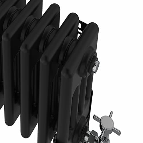 Warmehaus Traditional Cast Iron Style Black 4 Column Horizontal Radiator 300x1460mm Central Heating Space Saving Radiators