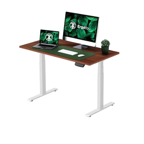 ErgoYou - Electric Height Adjustable Standing Table - Dual Motor 3 Stage - 125 kg Weight Capacity - E1A Series - Ergonomic Sit Stand Computer Desk - 47 x 23.5 inches - Walnut Laminate Table Top