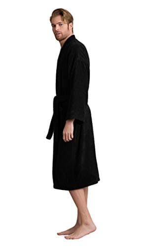 Soft Touch Linen Turkish Terry Kimono Unisex Bathrobe, White, Made in Turkey.