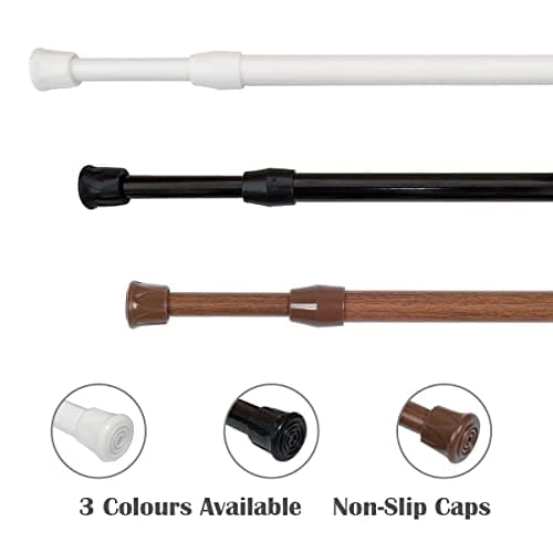 KXLife 2 Pack Small Spring Tension Curtain Rod for Window Cupboard Closet (Black, 12 to 20 Inch)