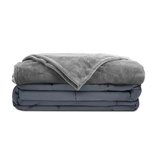 FRESHMINT Weighted Blankets (15 lbs, 60''x80'', Grey) Heavy Blanket W/Removable Duvet Covers