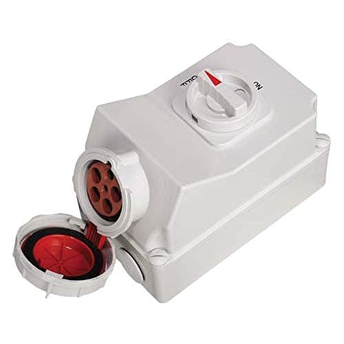 Interlock Switch Sockets Combined Vertical Mounting PI05S (German Type) - IP67, 63 Amp, 5 Pin, 415V,6h