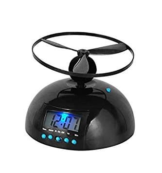 Novelty Digital LED Alarm Clock Gadget Run Away Flying/Rolling Helicopter Chopper Propeller Clock Creative gift