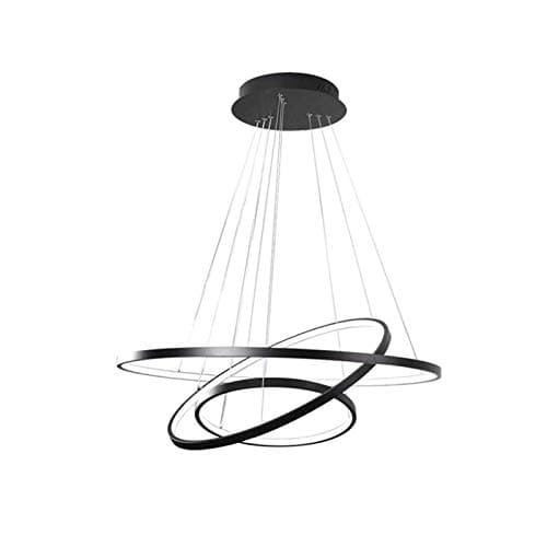 KBEST Modern LED Chandelier Dining Table 76W LED 3 Ring LED Dimmable Remote Control Hanging lamp Living Room Ceiling Light Bedroom Height Adjustable Hanging Lamp Chandelier 60/40/20cm,Black