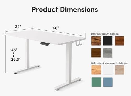 FEZIBO Height Adjustable Standing Desk, 100 * 60 cm Stand up Table, Desk with Splice Board, Cream White Frame/Cream White Top