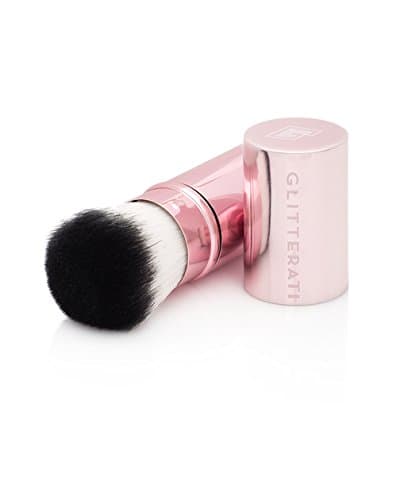 The Glitterati Retractable Premium Pink Makeup Brush: Kabuki, Bronzer, Blush Brush best for professional, home and travel