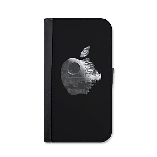 Apple and Star Wars death star inspired iPhone 6 Plus / 6s Plus leather Wallet case by Little Brick Press