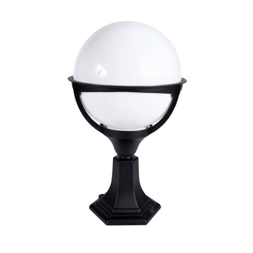 Lakeside Energy High Quality Belo Globe E27 Pillar Lantern Black / Opal 460mm x 275mm Outdoor, Garden, Driveway, Gate
