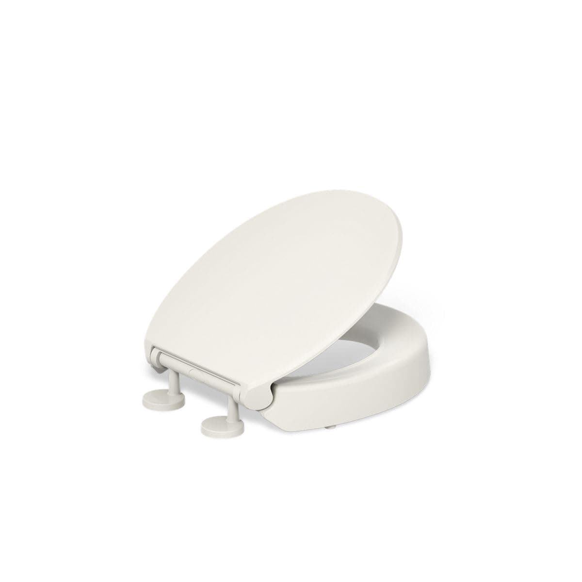 KOHLER 25876-96 Hyten 3" Height, Elevated Soft Close Round Toilet Seat, Contoured Seat with Grip-Tight Bumpers, Quick-Attach Hardware, Biscuit