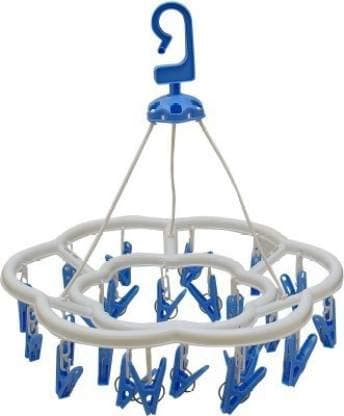 Plastic Round Cloth Drying Stand Hanger with 24 Clips/pegs, Baby Clothes Hanger Stand, (Set of 1)