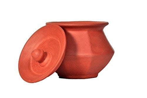 (P.C.A.G) 500ml Unpolished Clay Curd Pot Handi | Dahi Handi | Serving Bowl | Mud/Mitti/Terrocotta Handi | Handmade Yogurt Handi with Lid | Earthen Handi | 500 ml Small Handi for Kitchen with Lid