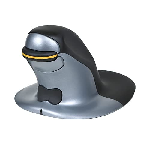 Posturite Penguin Ambidextrous Wireless Ergonomic Mouse | Rechargeable, Alleviates RSI, Easy-Glide, Vertical Design, PC Computer & Apple Mac Compatible (Medium, Wireless)