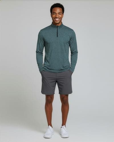 Real Essentials 3 Pack: Men's Dry-Fit Active Quarter Zip Long Sleeve Athletic Performance Pullover (Available in Big & Tall)
