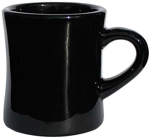 ITI Ceramic Diner Coffee Mugs with Pan Scraper, 10 Ounce (4-Pack, Black)