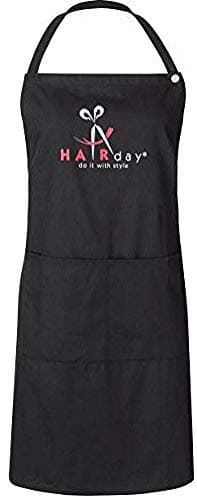 Black Bib Apron With Pockets and Snap Closure – 100% Cotton Reusable and Washable Smock for Hairstylists, Barbers, Salons, Kitchens and More, Adjustable Ties, Men’s and Women’s