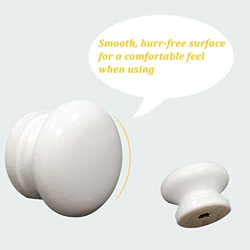 15Pcs White Wood Knobs Drawer Knobs Vintage Mushroom Shape Wooden Dresser Knobs (Diameter: 1.34 Inch, Height: 1 Inch)