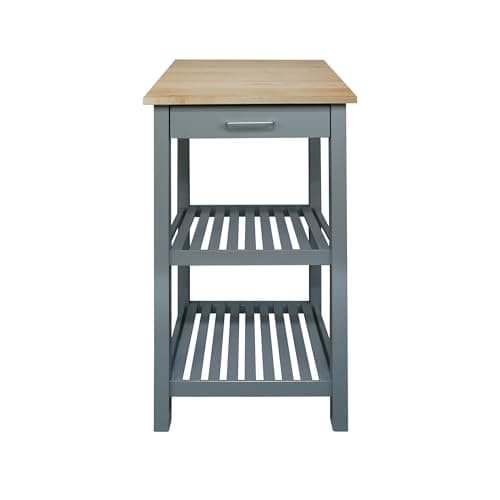 Casual Home Sunrise (Small) with Solid Harvest Hardwood Top Kitchen Island, 22.75" W, Slate Gray