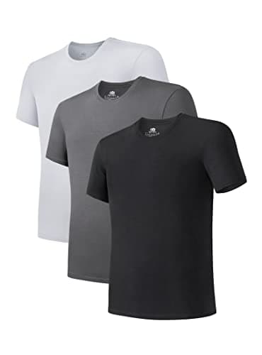 DAVID ARCHY Men's Undershirts Micro Modal Ultra Soft T-Shirts Stretch Moisture-Wicking Crewneck/V-Neck Tees for Men, 3-Pack