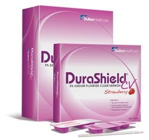 Sultan 31104 DuraShield CV 5% Sodium Fluoride Clear Varnish, 0.4ml Volume, Strawberry (Pack of 50)