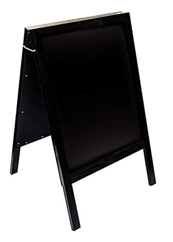 Large Heavy Duty Black A Frame Chalkboard/Blackboard. Fitted with Tough Melamine™ Hard Plastic, Non Porous Panels - Easy to Clean. 1000 x 610 for Chalk Markers and Chalk. Double Sided Street Sign.