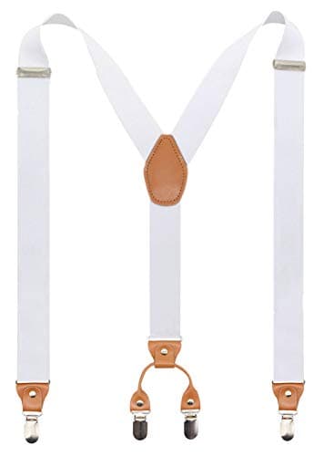 Timiot Men’s Y-Back 4 Metal Clip Elastic Wide Suspenders Perfect For Both Casual&Formal