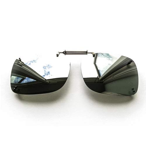 SUNDESIGNLARGE RIMLESS SPRING FIT CLIP ON SUNGLASSES SILVER MIRROR