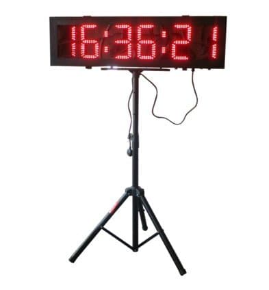Double Sided LED Race Timing Clock Door Open Mantainence Design IP64 Cabinet 6" High Character HH:MM:SS Format Running Events Timing Clock Countdown Timer with Tripod
