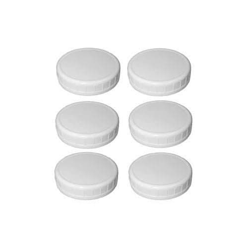 Sunshine Mason Co. Regular Mouth Mason Jar Plastic Storage Caps 6 Pieces, White