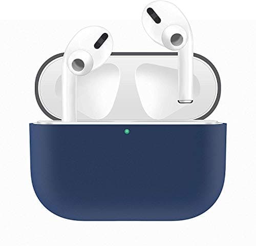 Case for AirPods Pro Case (2019), Visible Front LED, Supports Wireless Charging, Silicone Exterior, Shock & Scratch-Absorbing Protective Cover (Grey+Blue)