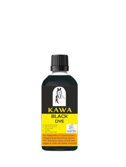 KAWA Black Dye for Shoes, Leather,& Microfibre Material, Matte Finish Set of 1. (30ml)