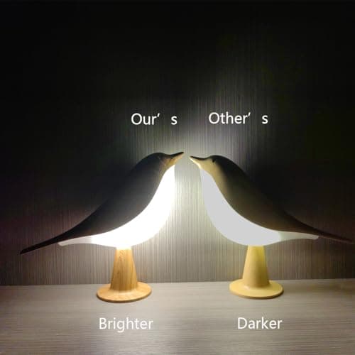 Xhope4u Abs, Engineered Wood Small Cordless Bedside Lamp, Bird Lamp Touch Sensor, LED Table Lamp with Touch Dimmer,3 Level Brightness Nightstand Lamps, Rechargered Desk Lamp for Bedroom