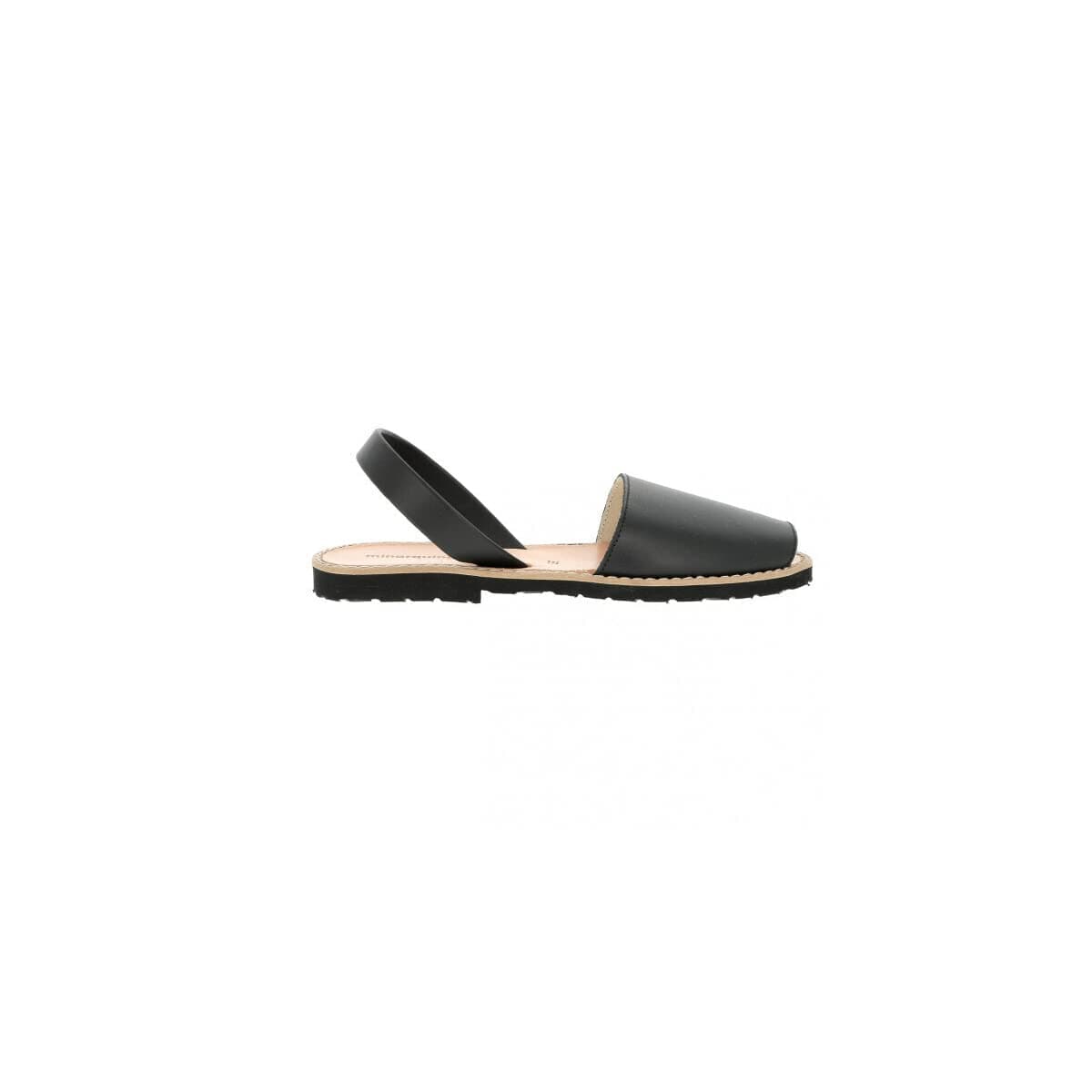 MinorquinesWomen's Avarca Sandals Leather Negro –