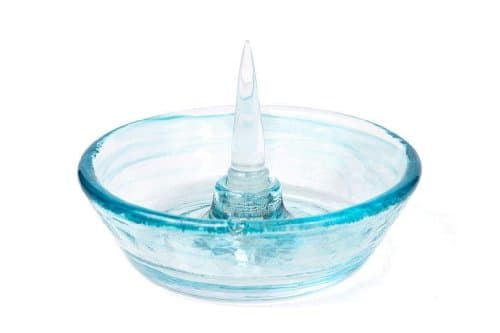 Debowler: Handmade Glass Ash Tray with Removable Spike- Aqua