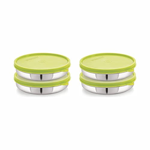 STEELLOCK Stainless Steel Airtight Container | Leak Proof Container/Storage/Lunch Box with Lid | BPA Free, Durable & Rust-Proof | SL-41-set of 4, 550ml each, Green