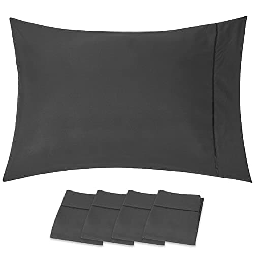Beckham Hotel Collection Soft Brushed Microfiber Wrinkle Resistant Luxury King Pillow Case 4 Pack Gray