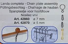 42860 Complete Chain Plate for 7 mm Deadeyes - Pkg. of 10 pcs.