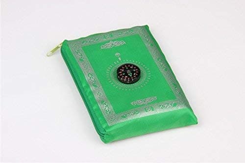 Islamic Travel Pocket Prayer Mat With Compass (Light Green)