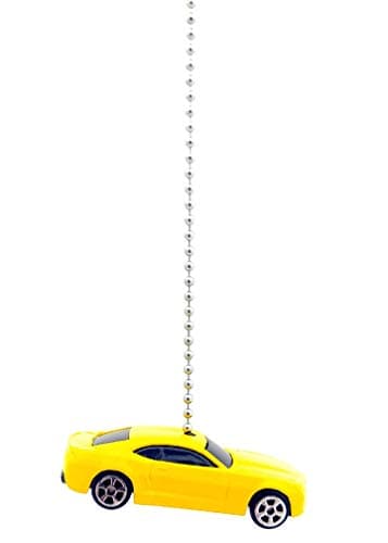 MAISTO Chevy Diecast Car Ceiling Fan Light Pull Ornament 1/64 Scale (2006 Yellow Camaro Concept)