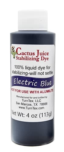 Electric Blue Cactus Juice Stabilizing Dye 4 oz net weight by TurnTex Woodworks