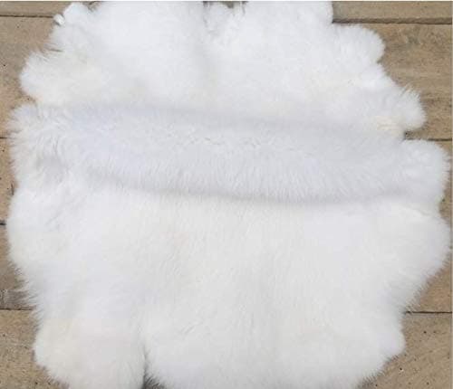 yingda1992 2-Pack Natural White Rabbit Fur Pelt with Sewing Quality Leather